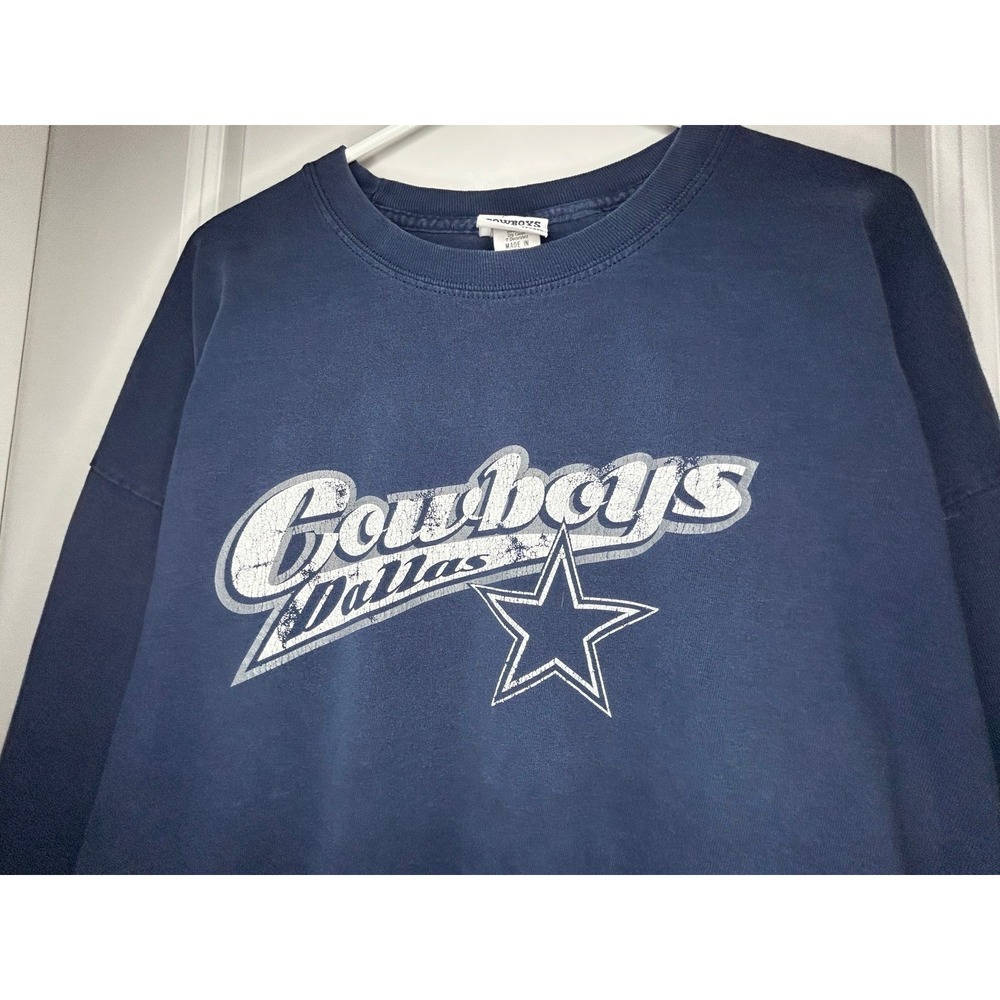 Vintage 90's Y2k‎ Dallas Cowboys Spell Out Logo Football Long Sleeve T-Shirt